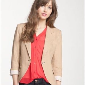 Gibson Tan Linen One-Button Blazer